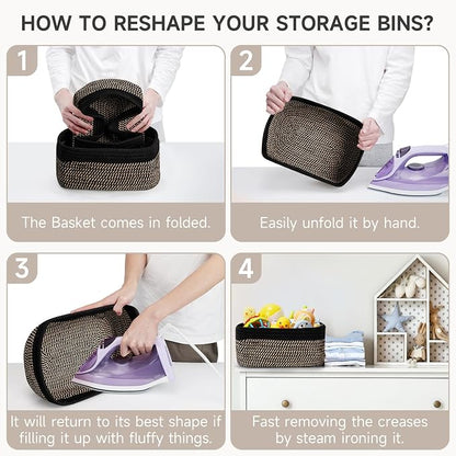 3-Pack Shelf Baskets for Organizing, Closet Organizer Bins, Small Woven Baskets - Image 8