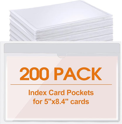 Outus 200 Pack 5 x 8.4 Inch Self Adhesive Label Pockets Bulk Plastic Labels by Outus