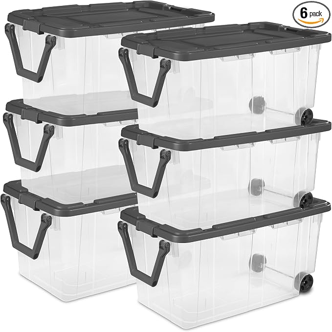 Sterilite 6-Pack Modular Stacker Box, Durable Clear Plastic Storage Bins by Sterilite