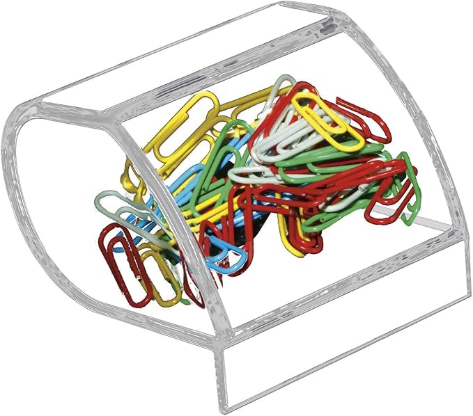 Kantek Clear Acrylic Paper Clip Holder, Angled Open Design, 3.1" x 3.3" x 2.6" by Kantek