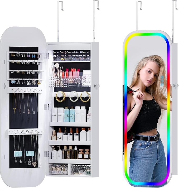 6 LED Mirror Jewelry Cabinet by SKKTKT