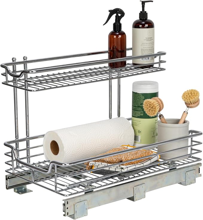 Household Essentials Glidez 2‑Tier Large Multipurpose Chrome‑Plated Steel by HouseholdEssentials