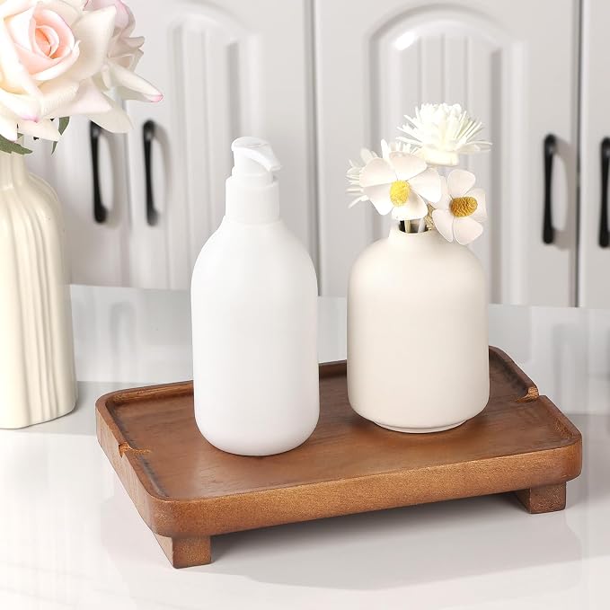 Wood Riser Small Decorative Tray Sink Soap Dish, Vanity Tray Pedestal Stand 9 x - Image 9
