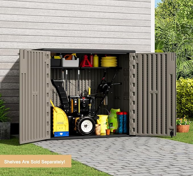 KINYING Outdoor Horizontal Storage Sheds, Outdoor Storage Cabinet Waterproof - Image 5