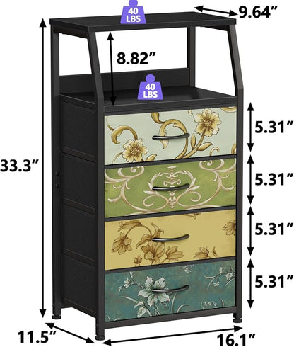 Furnulem Retro Small Dresser for Bedroom, Tall Nightstand - Image 3