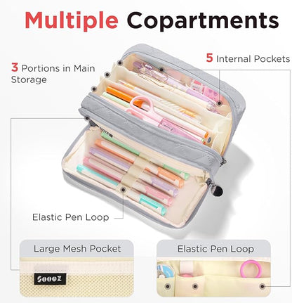 Sooez Large Pencil Case Pouch, Extra Big Pencil Bag - Image 4