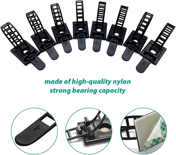 50 Pieces Cable Management Desk Wire Organizer Cable Ties Zip Ties Adhesive - Image 2