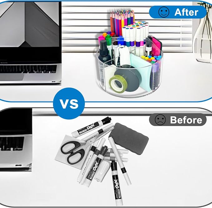 Acrylic Rotating Pen Holder for Desk, 360 Degree Clear Pencil Holder Crayon - Image 3