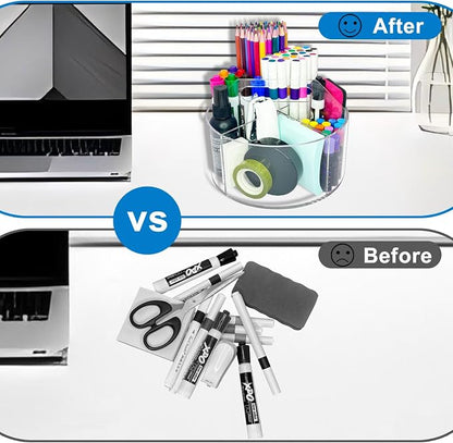 Acrylic Rotating Pen Holder for Desk, 360 Degree Clear Pencil Holder Crayon - Image 3