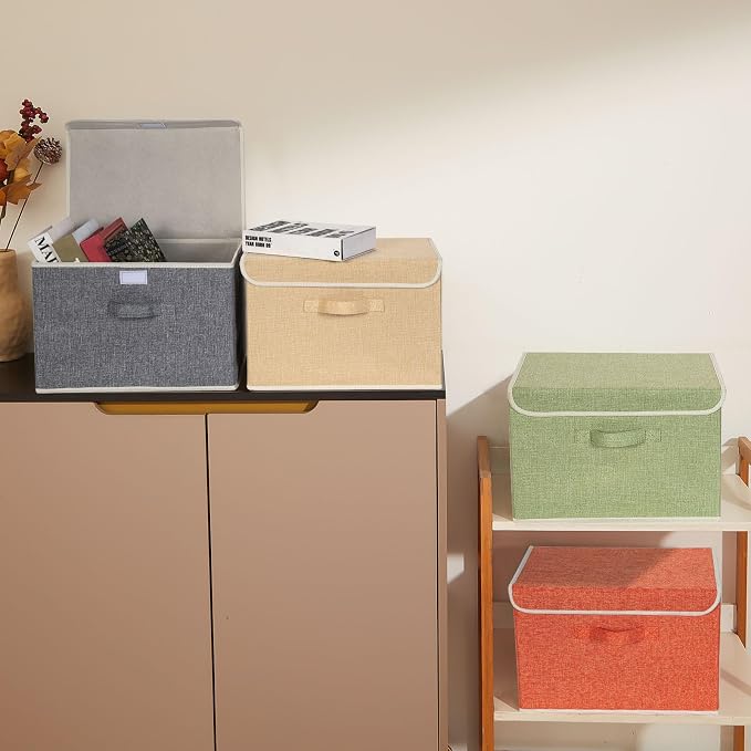 Storage Bins with Lid, Foldable Clothing Storage Box case with Handle - Image 4