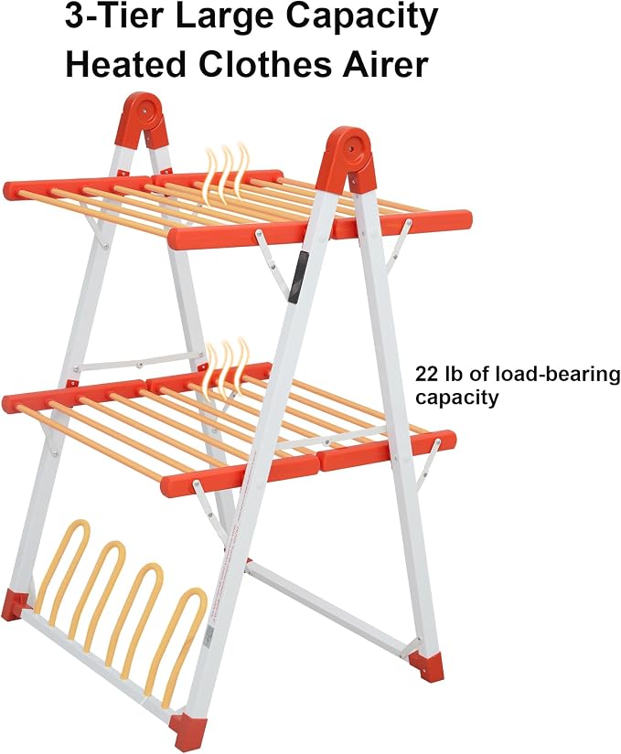 Electric Heated Clothes Drying Rack, Foldable Heated Garment Dryer - Image 3
