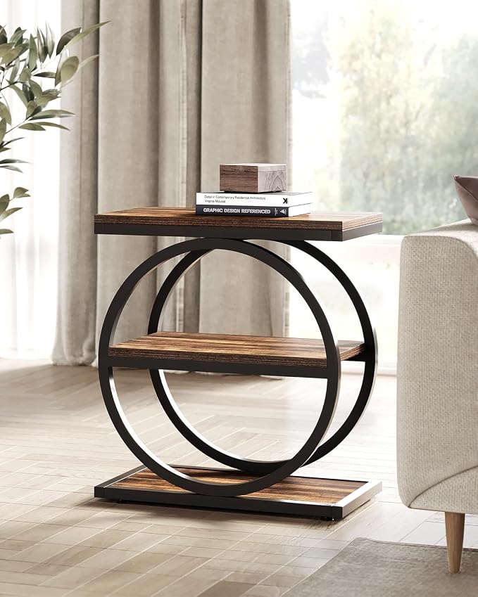 LITTLE TREE End Table, 3-Tier Side Table, Slim Sofa Side Table - Image 9