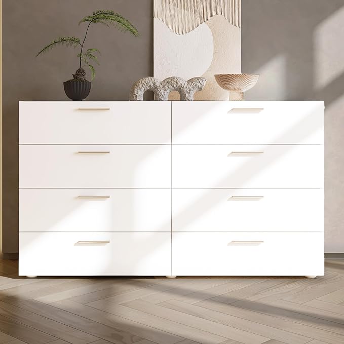 Karl home 8 Drawer Dresser, Wood White Vanity Drawer Cabinet, Bedroom Storage - Image 6