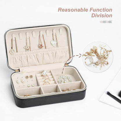 Portable Jewelry Organizer for Travel Compact Leather Jewelry Box - Image 3