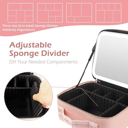MOMIRA Makeup Train Case with Light & Mirror Large Cosmetic Organizer with - Image 5