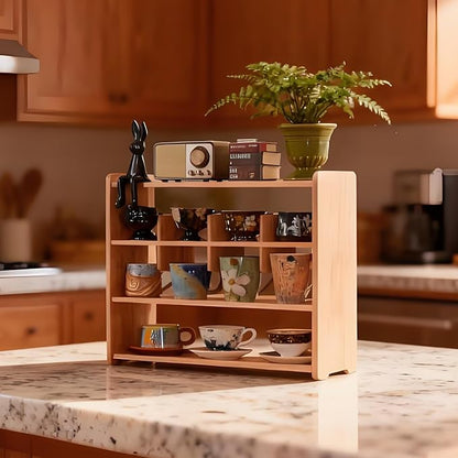 Coffee Cup Holder for Countertop Walnut Wood Coffee Mugs Holder for Kitchen Mug - Image 7