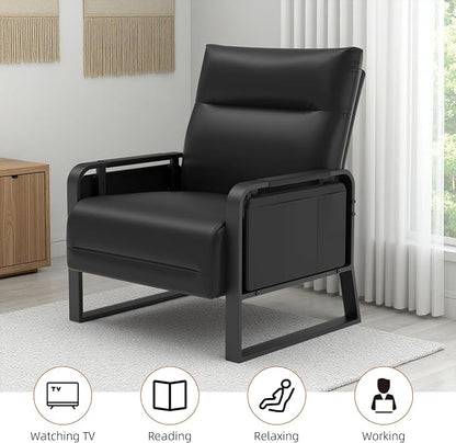 Upholstered Accent Chair, Modern Faux Leather Sofa Chair - Image 8