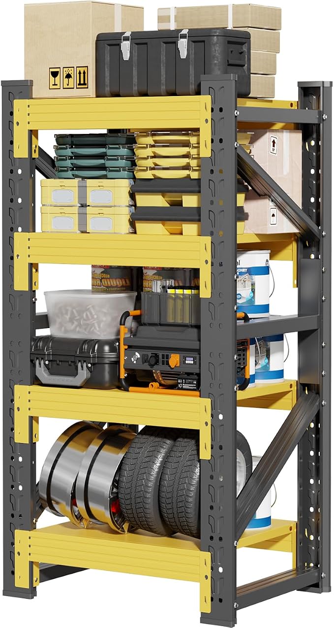 32" W Garage Shelving, 4-Tier Heavy Duty Storage Shelves Unit - Image 9