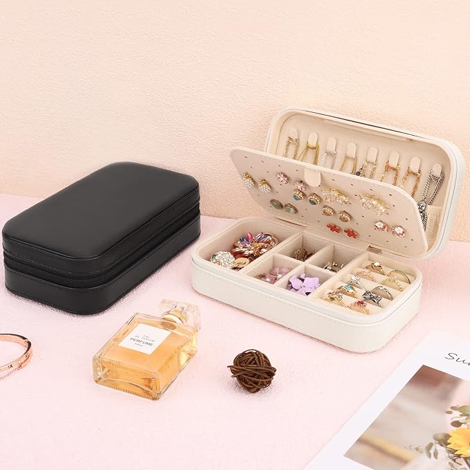 DesignSter Travel Jewelry Box, PU Leather Portable Jewelry Case, Small Jewelry - Image 6