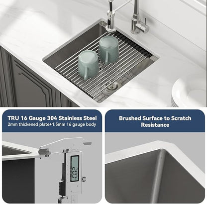 Lordear Undermount RV Kitchen Sink 13x15 Inch Bar Prep Sink 16 Gauge Stainless - Image 6