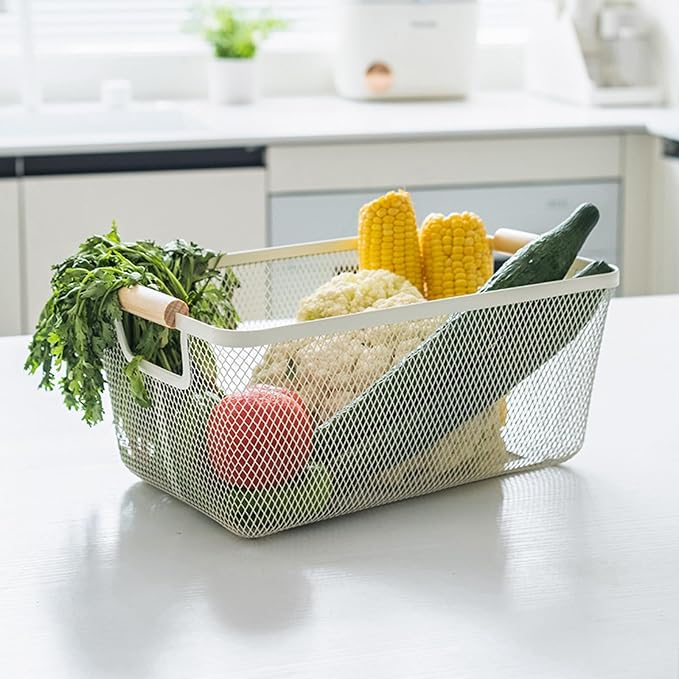 AJIODA Metal Mesh Steel Basket, Large Wire Storage Organizer Basket - Image 2