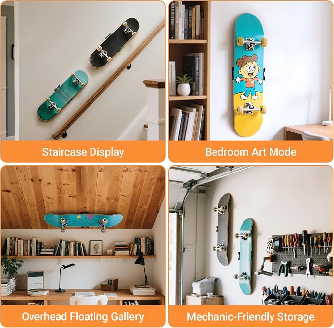 DYAUS 360° Rotating Skateboard Wall Mount, Extending Skateboard Wall Hanger - Image 6