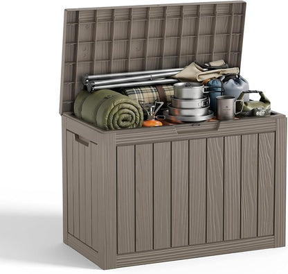 EasyUp 55 Gallon Deck Storage Boxes Outdoor Waterproof, Resin Lockable Small by EASYUP