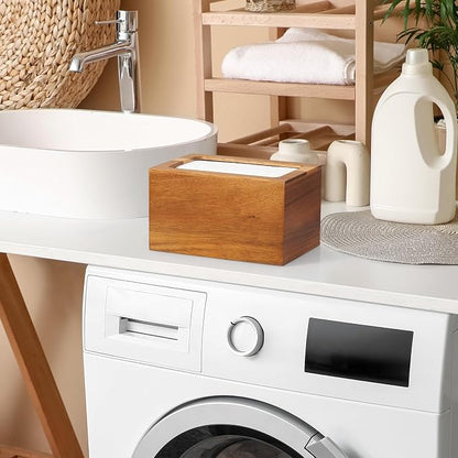 Dryer Sheet Holder, Acacia Wood Laundry Sheets Container, Laundry Room - Image 5