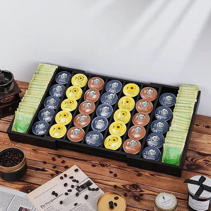 K Cup Holder Bamboo Coffee Pod Holder Drawer Organizer, Expandable K Cup Pod - Image 2