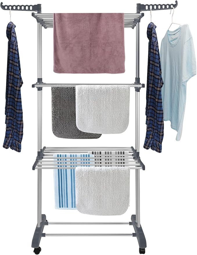 Bigzzia Clothes Drying Rack Folding Drying Rack Clothing 4 Tier Clothes Horses by ThinkBigLiveBigger