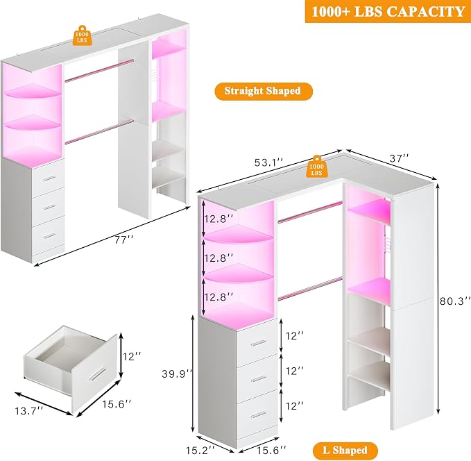 HUAHUU Large Corner Closet System - Image 8