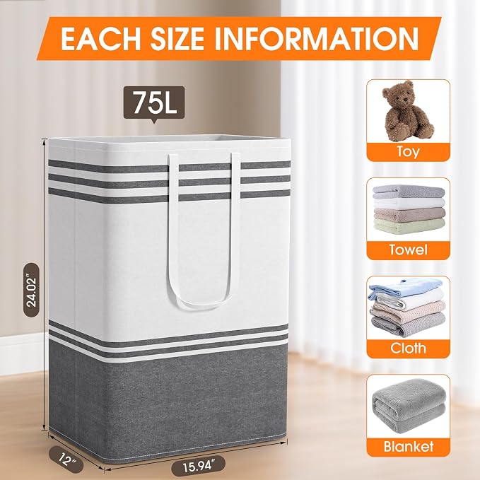 4 Pack Large Laundry Baskets, Laundry Hampers, Freestanding Waterproof - Image 2