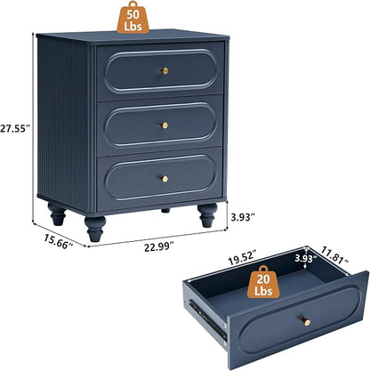 3 Drawer Fluted Dresser for Bedroom, Mid Century Modern Chest of Drawers - Image 2