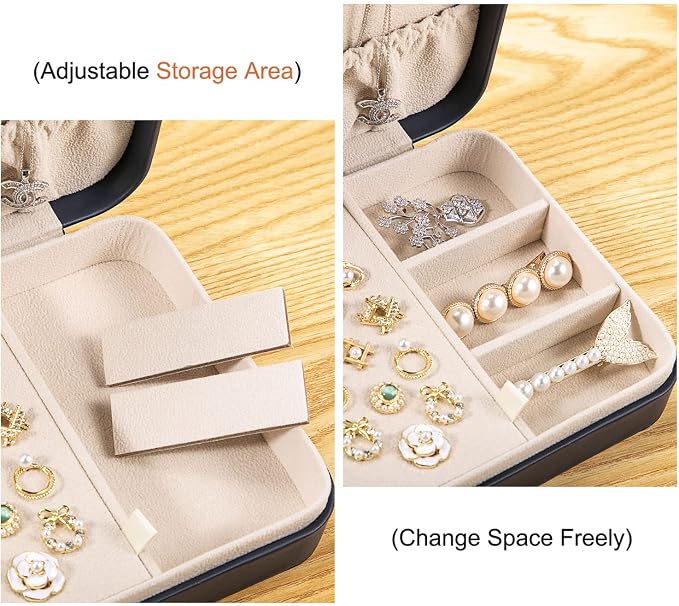 LANDICI Small Jewelry Box for Women Girls, PU Leather Travel Jewelry Case - Image 4