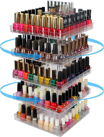 JACKCUBE DESIGN 5 Tier Clear Nail Polish 360 Rotating Display Rack Organizer by JACKCUBEDESIGN