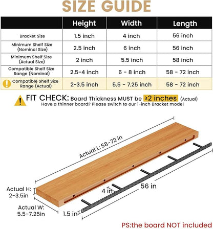 1 Pack Large Shelf Brackets Long Floating Shelf Bracket Invisible Floating - Image 2
