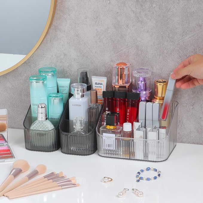 Black Makeup Brush Holder for Vanity, Bathroom Countertop Organizer 6 Cups - Image 6