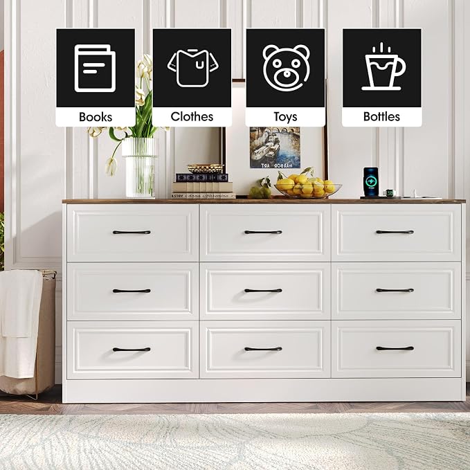 Fameill Dresser for Bedroom, 9 Drawer Wide Dresser Organizer - Image 6