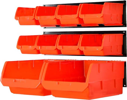 Wallmaster Wall Mounted Storage Bins, Wall Storage Bins Parts Rack 10 Bins&3 by Wallmaster