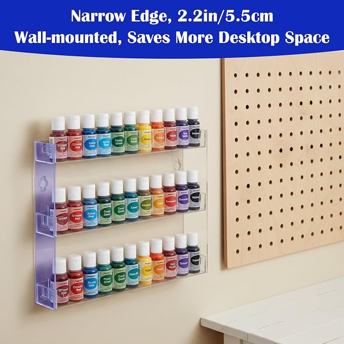3 Pack 3-Tier Display Rack, Wall-Mount Acrylic Paint Organizer Shelf - Image 4