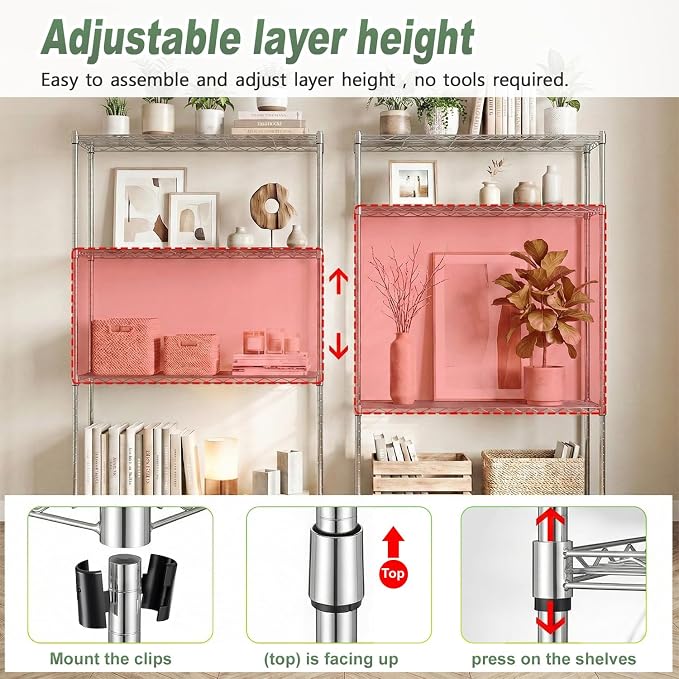 BestOffice 4-Tier Wire Shelving Unit, 1000 LBS Heavy Duty Metal Storage Shelves - Image 4