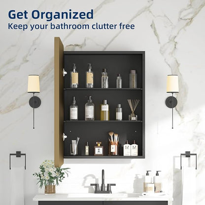 Medicine Cabinet 20 x 28 Inch, Brush Gold Bathroom Medicine Cabinet - Image 7