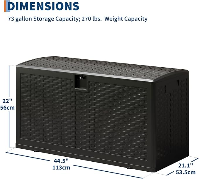 IDEALHOUSE 73 Gallon Resin Deck Box, Waterproof Outdoor Storage Box - Image 2