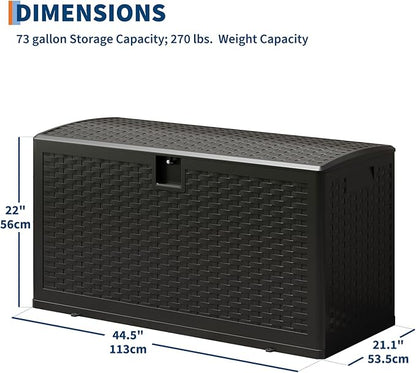 IDEALHOUSE 73 Gallon Resin Deck Box, Waterproof Outdoor Storage Box - Image 2