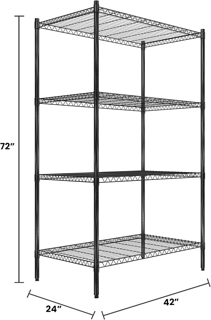 Quantum Storage Systems RWR72-2442LDBK Adjustable Wire Black Epoxy 4 Shelves - Image 2