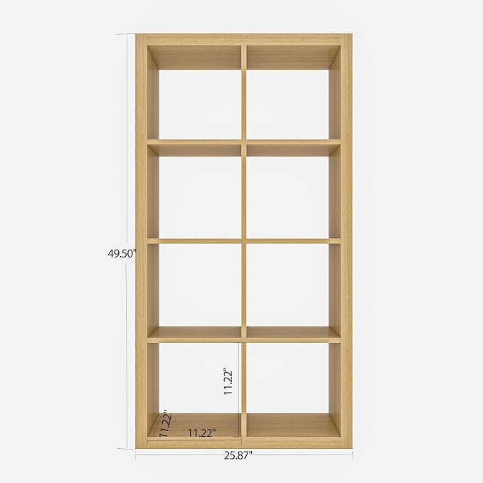 furtble Bookshelf with Storage Bins, 8-Cube Storage Organizer, Modern Wood Open - Image 3