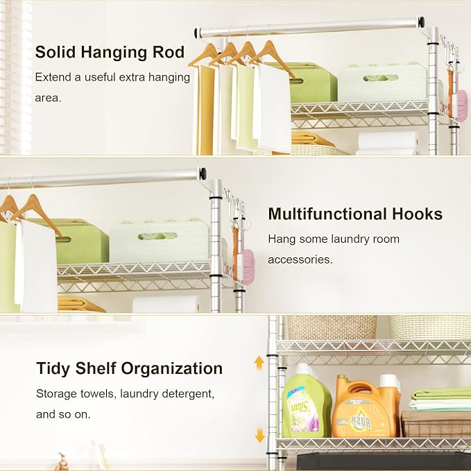Ulif U11 Medium Over Washer and Dryer Shelves, 3 Tiers Laundry Room Storage and - Image 6