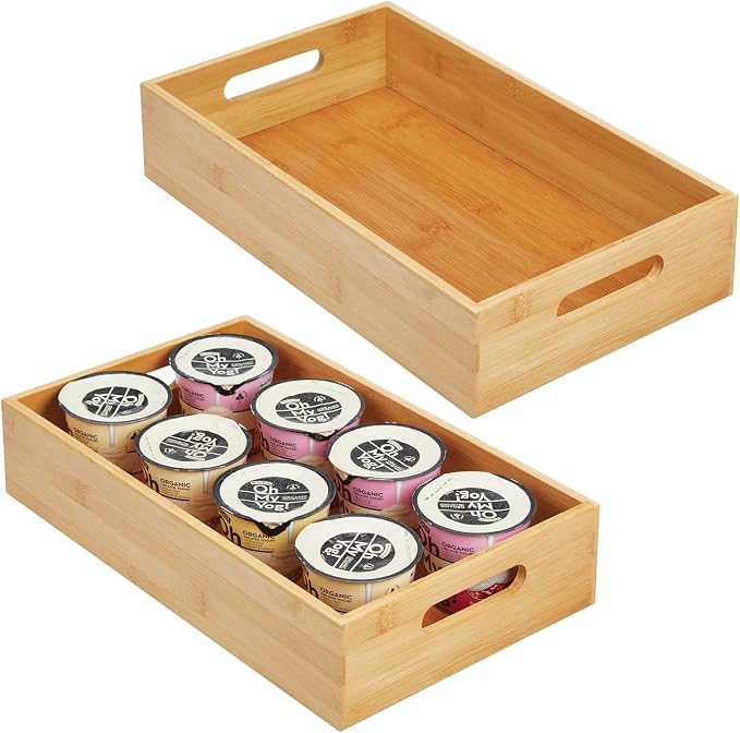 mDesign Wide Bamboo Kitchen Cabinet & Fridge Drawer Organizer Tray by mDesign