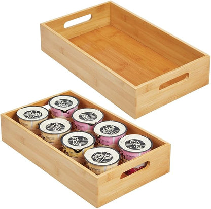 mDesign Wide Bamboo Kitchen Cabinet & Fridge Drawer Organizer Tray by mDesign