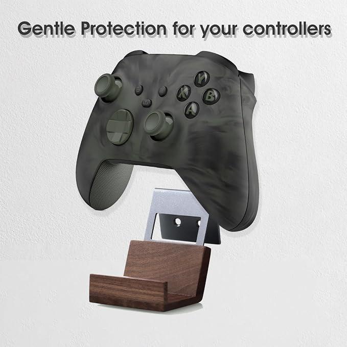 NIRVASH Walnut Controller Wall Mount, Wood Game Controller Holder Stand & - Image 5